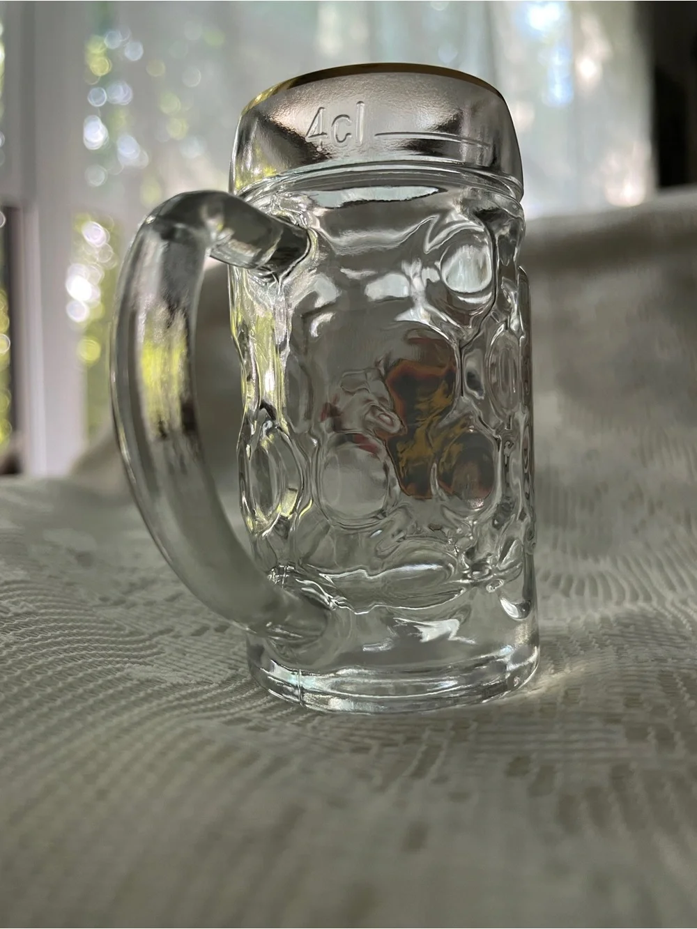 Belgique Crest Clear Glass Shot Glass with Gold Rim and Handle